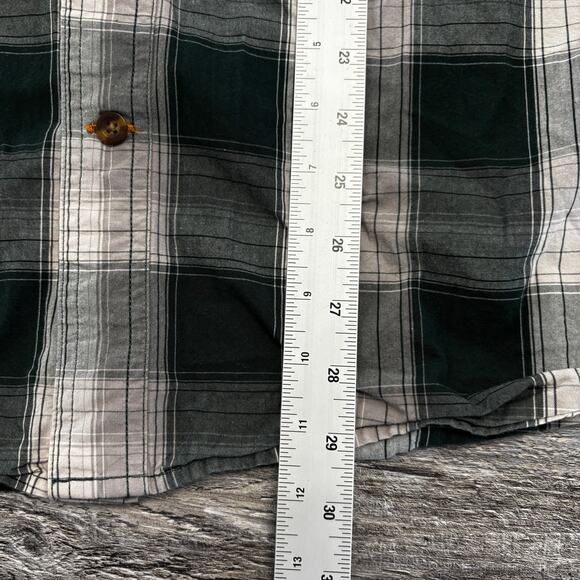 Carhartt Flannel Tartan Plaid Gray White Green Mens L Relaxed Button Twill Shirt - Picture 7 of 8
